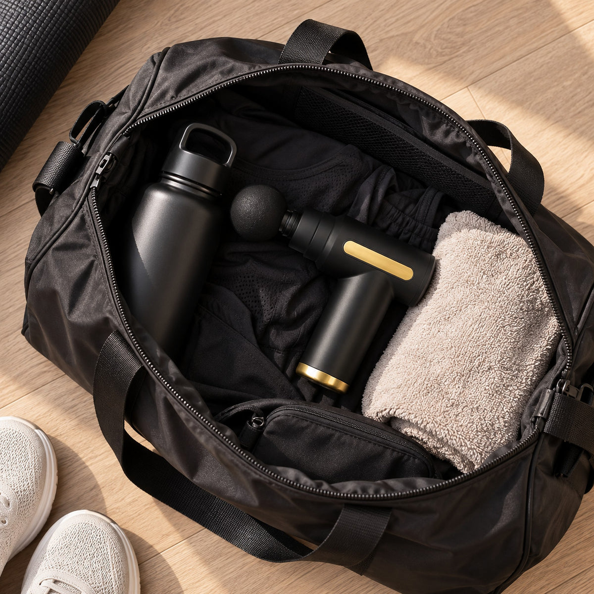 Pistolet de massage Mini rangé dans un sac de sport