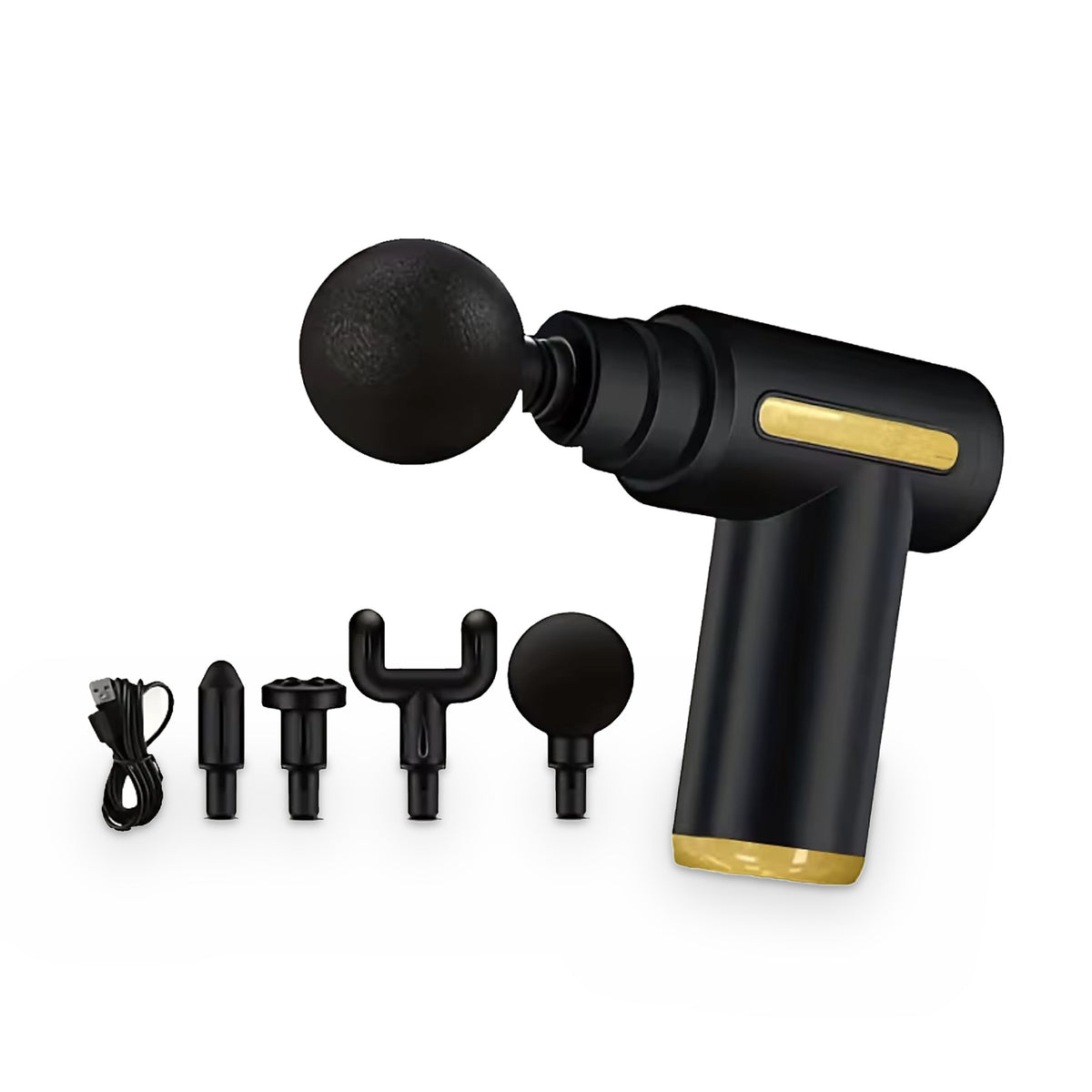 Pistolet de massage Mini, ses têtes et sa boîte