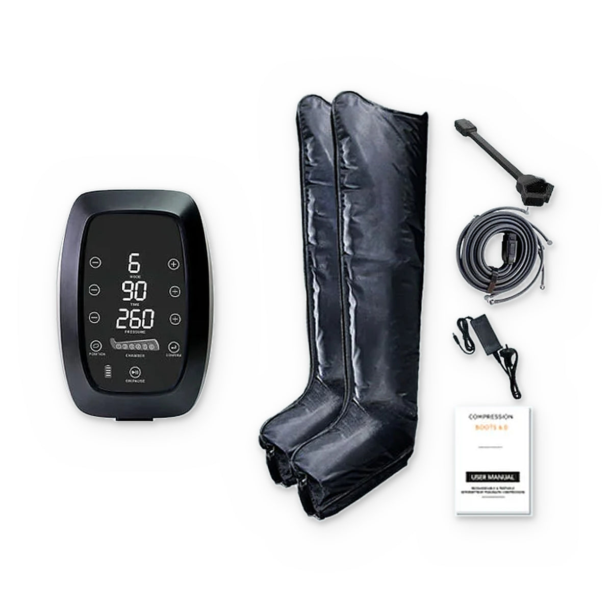Contenu du coffret Pro : jambières, unité de contrôle et accessoires